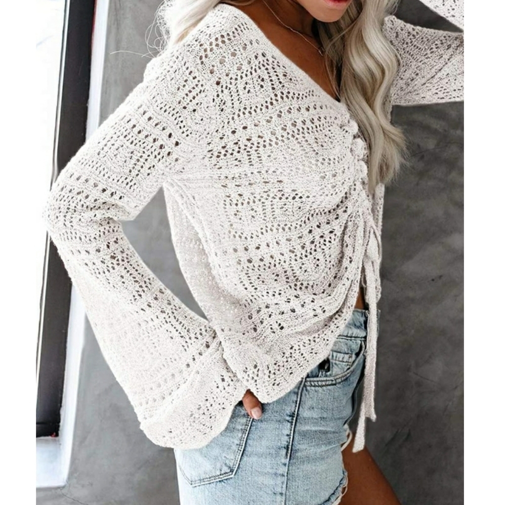 🎊HOST PICK🎊Oversized Crochet Ruched Sweater - Picture 3 of 6
